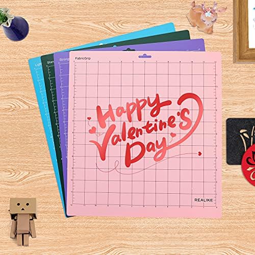 REALIKE Variety Cutting Mat Compatible with Cricut Maker 4/Maker 3/Maker/Explore 4/3/Air 2/Air, StandardGrip/LightGrip/StrongGrip/FabricGrip Multiple Adhesive 12x12 inch Cut Mats for 5 Pack