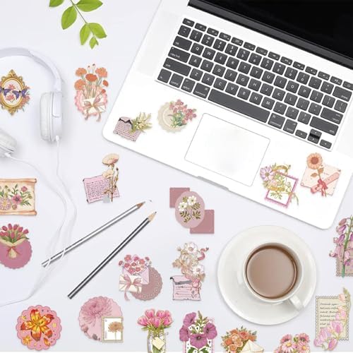 50Pcs Vintage Floral Gold Foil Stickers