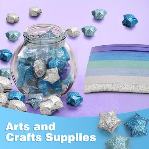 FoDau770 Glitter Star Paper Strips - 520 Sheet, Blue Series
