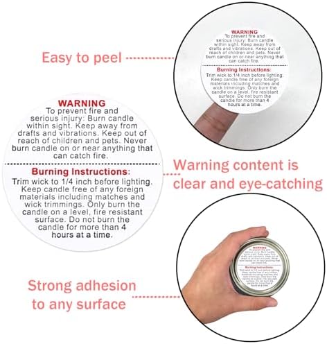 500pcs Candle Warning Labels, 2.5cm/0.98in Candle Jar Container Wax Melt Stickers Safety Stickers Accessories for DIY Making Candles