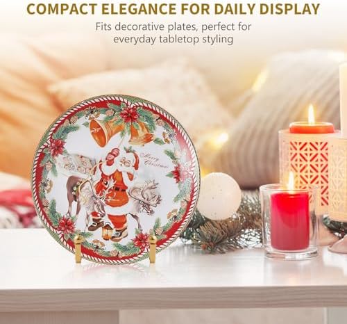 Plate Holder Easel Display Stand - 4.5 inch Metal Plate Stands for Display - Tabletop Picture Stand - Gold Iron Easels for Display Pictures | Photo Frames | Book | Decorative Plates | Plaque -4 Pack