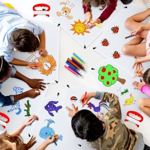 Libima 50 Pcs DIY Blank Kites for Kids Bulk Large Kite Making Kit Easy to Fly Set Party with Watercolor Pens and String Decorating Coloring Party Set for Craft Outdoor Games (Rhombus)