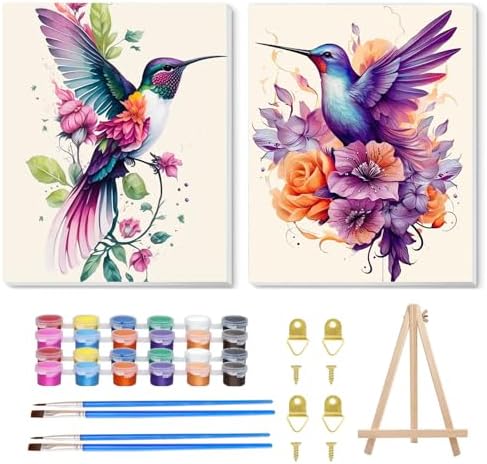 Hummingbird Paint by Numbers with Frame, Paint by Numbers for Adults 8x12