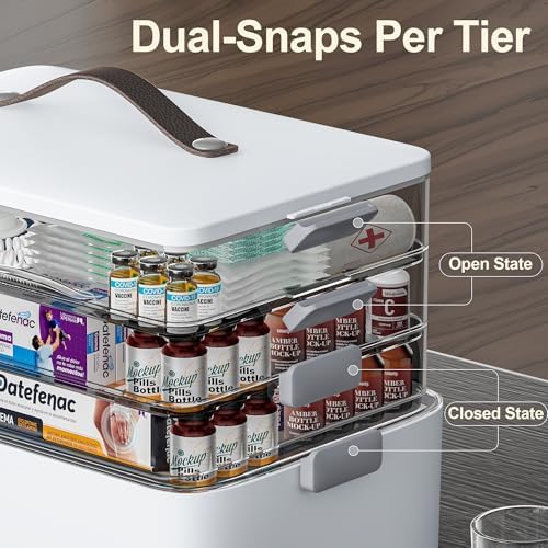 CTIME 4-Tier Medicine Organizer - Portable Medicine Cabinet with Handle