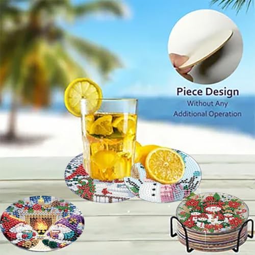 8 Pack Christmas Diamond Art Coasters,Diamond Painting Coasters Kits