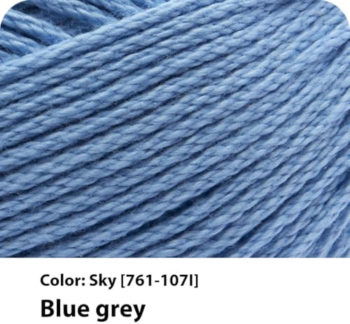 Lion Brand Yarn, 24/7 Cotton Yarn, Sky, Blue Grey, 1 Pack