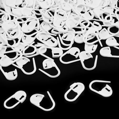 150 PCS Plastic Knitting Stitch Markers for Crocheting, Crochet Stitch Marker for Yarn Crafts Knitting Weaving Locking Plastic Safety Pins Crochet Supplies Accessories, White