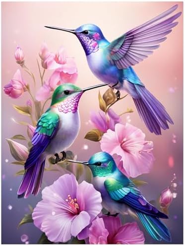 Hummingbird Diamond Art Kits for Adults, Diamond Painting Kits 12x16 Inch | Diamond Painting Kits for Adults Beginners, Gem Art, 5D Full Drill, DIY Arts and Crafts for Gift Home or Decor