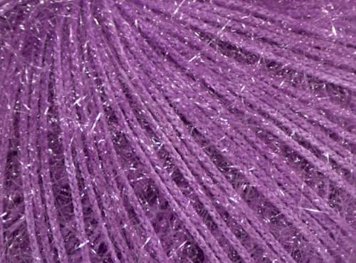 Sparkly Eyelash Fantasy Knitting Yarn | Metallic Lurex Nylon Short Eyelash Yarn | 50g (1.76oz) |140m(155 Yards) | Shiny Crochet Thread for Amigurumi & Decorative Projects (1, Lilac)