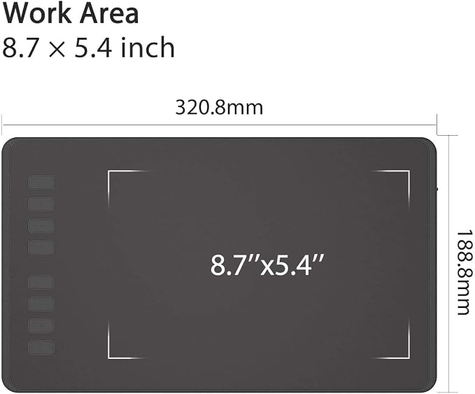 HUION Inspiroy H950P 8x5 inch Drawing Tablet 8192 Pen Pressure | 8 Hot Keys, Battery-Free Stylus, Tilt, Android Support, Graphics Tablet for OSU, Animation, Painting, Art, Photo Editing