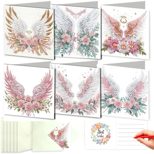 LSQFS 6 Pack 5D DIY Diamond Art Greeting Cards with Envelopes,5.9 * 5.91in