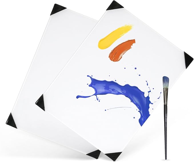 Glass Palette for Oil Painting, 12 x 9 Inches, Ultra White, Easy to Clean