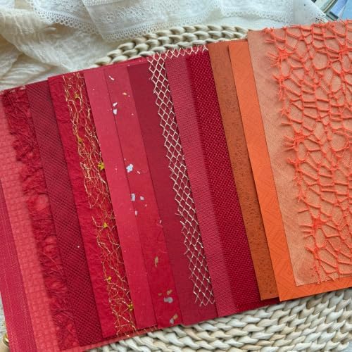 30 Sheets A5 Warm Assorted Textured Scrapbook Paper & Mesh Fabric