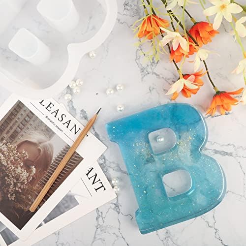 Gartful 7 Inch Large Letter Molds for Resin, 3D B Capital Alphabet Epoxy Resin Mold, A to Z Thick Resin Letter Molds for Making Letters, Word Sign Art, DIY Crafts, Making Cake, Party Home Decor
