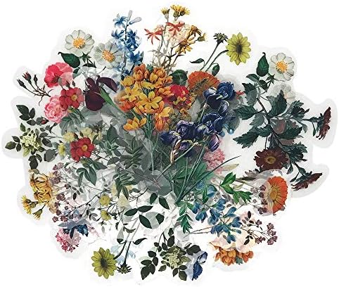 Vintage Natural Stickers, 40Pcs Pretty Floral Decorative Retro Adhesive Watercolor Aesthetic Trendy for Scrapbook Album DIY Craft Daily Planner