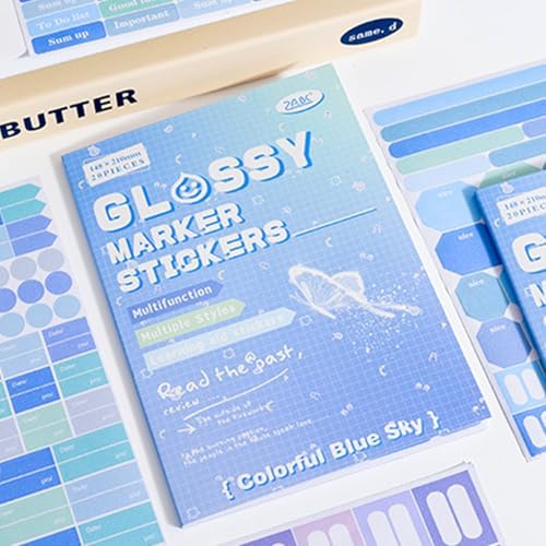 Blue Colorful Label Sticker Scrapbooking Supplies for Junk Journal, 20 Sheets Stickers - Ephemera Stickers Book(TZ-012-003)