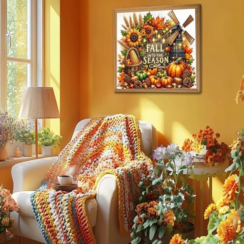 AIBOERL Paint by Numbers Kit for Adults Beginner,Fall Pumpkin, 12X16In