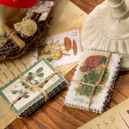 60pcs Vintage Postage Stamp Stickers, Aesthetic Sticker for Scrapbooking, Journaling Supplies, Planners, Kid DIY Art Crafts, Bullet Journal Ephemera