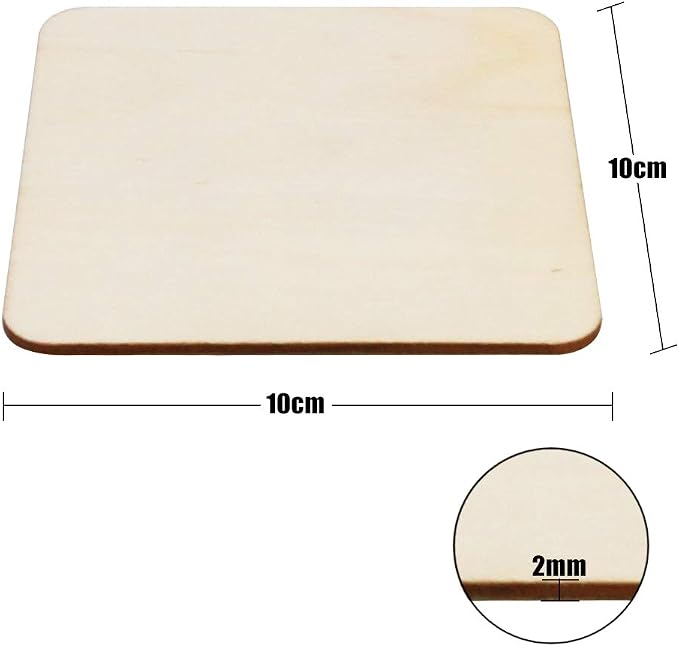 40Pcs Unfinished Laser Engraving Carving Blank Wood Pieces for Painting, Coasters, DIY Arts Craft Project, Staining and Decorations