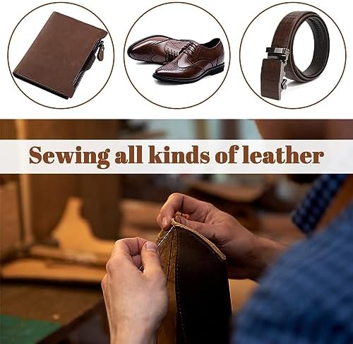 110Yards Waxed Thread with 7 Pcs Leather Needles for Hand Sewing
