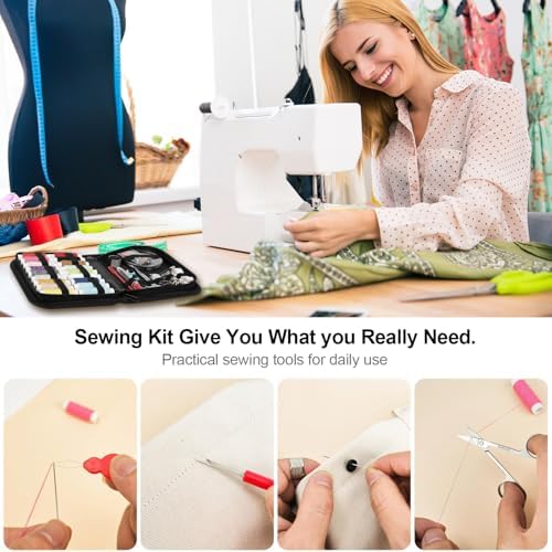 MIXCOOL Sewing Kit for Adults, Beginners, Needle and Thread Kit, Portable Sewing Supplies, Contains Thread, Scissor, Needles, (Grey, M)