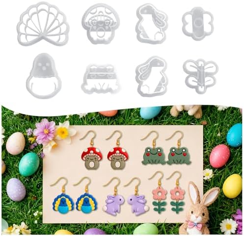Easter Farm Animal Polymer Clay Cutters - 8Pcs Cute Farm & Nature Clay Earring Cutters, Clay Cutter for Polymer Clay Jewelry Making, DIY Animal Earrings, Spring Crafts for Women
