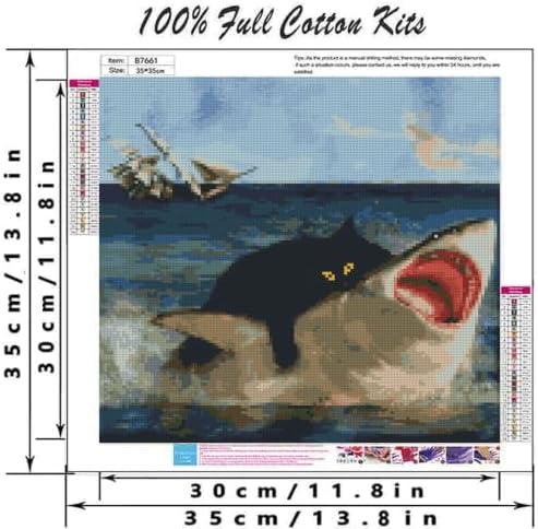 DYAIYYMQ Black Cat Stamped Cross Stitch Kit for Adults 13.7x13.7 inch