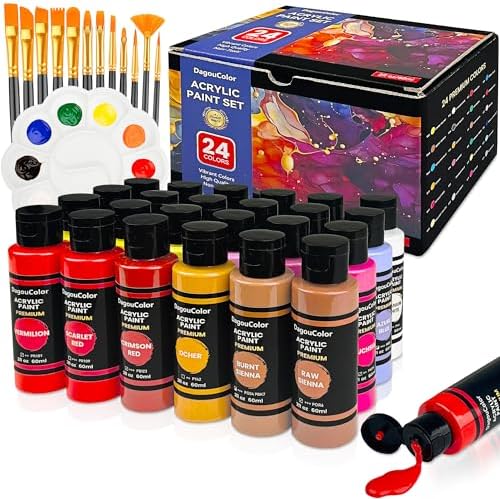 Acrylic Paints Set, 60ml Art Craft Paint Bottles - 24 Colors Set