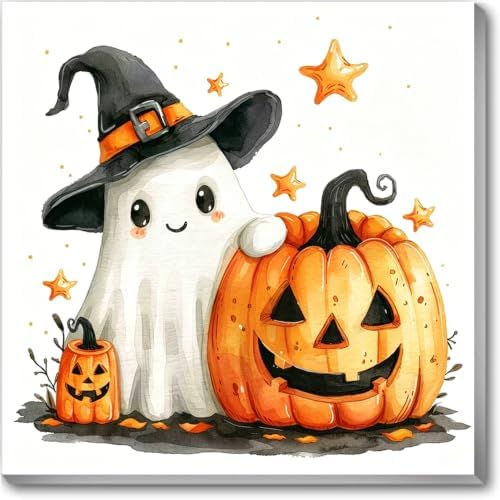 Halloween Ghosts Paint by Numbers Kit for Adults, DIY Oil Painting 10x10In