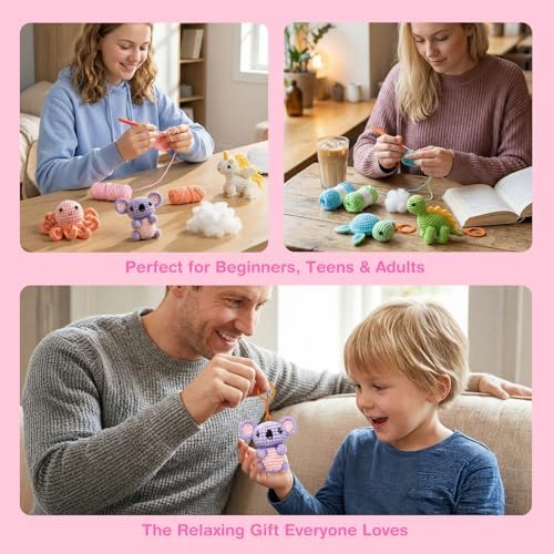 Avenir Crochet Kit for Beginners, Salamander Animal Keychain Craft Set