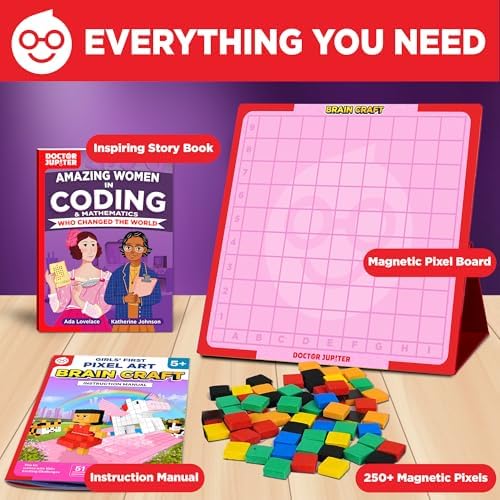 Doctor Jupiter Girls' First STEM Pixel Art Kit for Kids Ages 5+