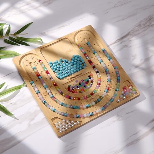 Petoysoso Bamboo Bead Board for Jewelry Making - Necklace and Bracelet Beading Board - Jewelry Making Supplies
