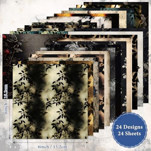 Aesthetic Scrapbook Paper Vintage Pattern 24 Sheets 6 x 6 Inch Scrapbook Supplies,Single-Sided Paper Supplies for DIY Crafts, Card Making, Art Journaling