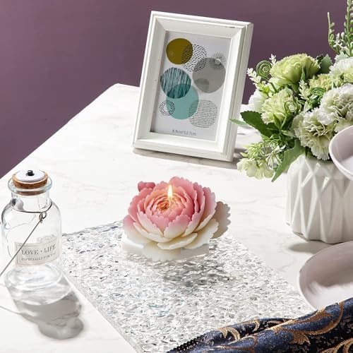 Konrisa Large Flower Epoxy Resin Molds for Candle Making, 3D Moutan Silicone Candle Molds Handmade Aromatherapy Candle Molds for Resin