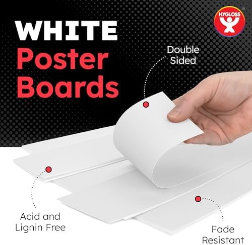 Hygloss Small Poster Board 4x11 - 100 Count Bulk Pack - 10 Pt. Thickness White Poster Board Paper for Projects, Presentations, Displays, Signs, Crafts - Blank Posterboard Multipack 4" x 11"