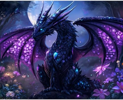 Natuyalo Dark Dragon Paint by Number Kits for Adults - Animals Paint by Numbers for Adults Beginner, Acrylic Painting by Numbers for Gift Home Wall Decor 16x20 Inch