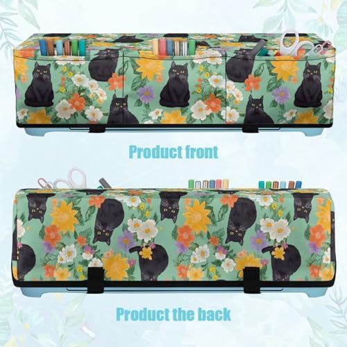 Binienty Black Cat Flowers Cutting Machine Dust Covers, Cute Animal Print Scrapbooking Die-Cut Machine Protector Universal for Most Standard Cutting Machines, Housewarming Gifts