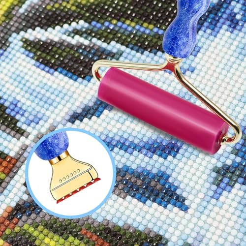 Diamond Painting Pen Kit - 7 Metal Tip Diamond Art Tools, 5D Diamond Painting Accessories for Adults Beginners, Resin Pen with Straight/Bent/Flat/Roller Nibs, Tray & Clay