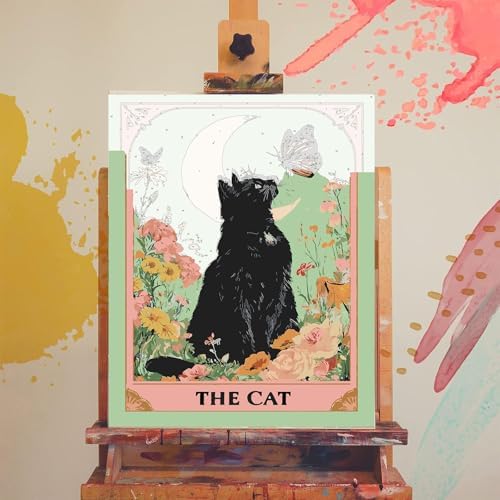 Black Cat Paint by Numbers for Adults - Cat Paint by Number on Canvas