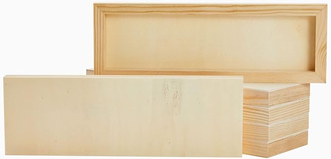 Bright Creations Unfinished Wood Canvas Boards - Boards for Crafting & Painting - Hanging Wood Sign & Wall Decor - 4 x 12 in, Pack of 6