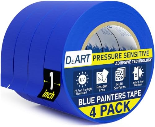 Colored Masking Tape Painters Tape 12, 8 or 6 Pack - 1 inch or 0.6 Inches for DIY Crafts Arts Supplies, Whiteboard Tape Dry Erase Board Tape for Kids Paint Tape No Residue Easy Removal (4, 1 Inch)