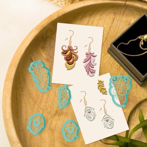 16Pcs Feather Polymer Clay Cutters Set for Earring Making Vintage Feather Clay Cutters for Jewelry Making Birthday Party DIY Supplies