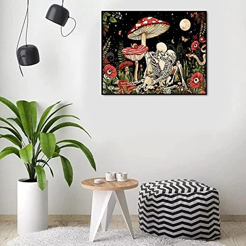 koemhxb Mushroom Paint by Numbers for Adults, Skeleton Paint by Numbers for Adults Beginner,Mushroom Painting by Numbers for Home Wall Decor(16x20 Inch)