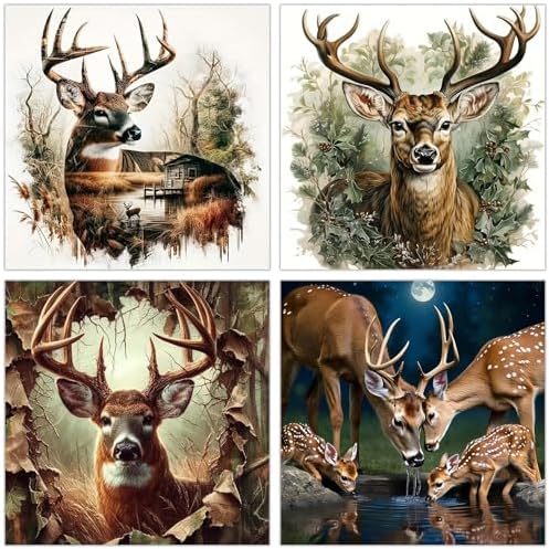Xylogist 4 Packs Deer Diamond Art Kits for Adults 12x12 Inch