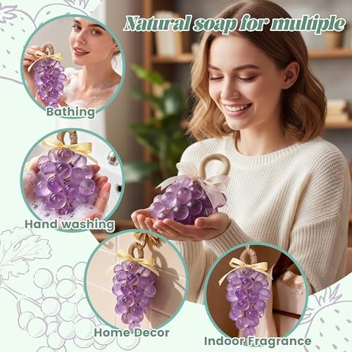 PIUH Grape & Strawberry Soap Making Kit for Adults Beginners Making Soaps | DIY Fruit Soaps, Grape & Strawberry Soap Making Supplies, Grape & Strawberry Soap Mold, Soap Base and Supplies