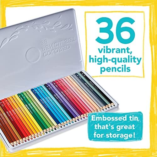 MindWare Color by Number Colored Pencils for Kids & Adults - Great as Drawing Pencils or Classroom Supplies - Set of 36 Coloring Pencils in a Durable Tin Storage Container - Ages 5 and Up