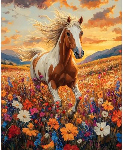 obterie Horse Paint by Numbers Kit for Adults Beginner Animals Oil Painting Kit Adult Paint by Number Kits on Canvas DIY Painting for Beginners Art by Numbers for Gifts Home Wall Decor 16x20 Inch