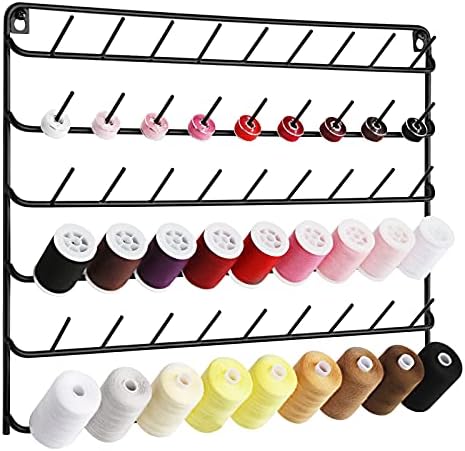 YBING Thread Holder Wall 54 Spools Thread Rack Black Metal