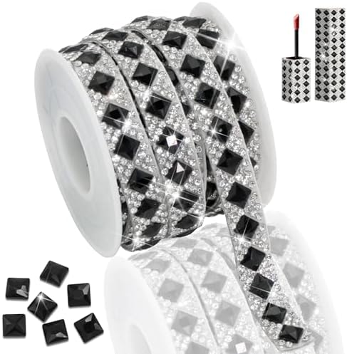 Black Glass Gems Rhinestone Ribbon 1 CM Wide Rhinestone Strip
