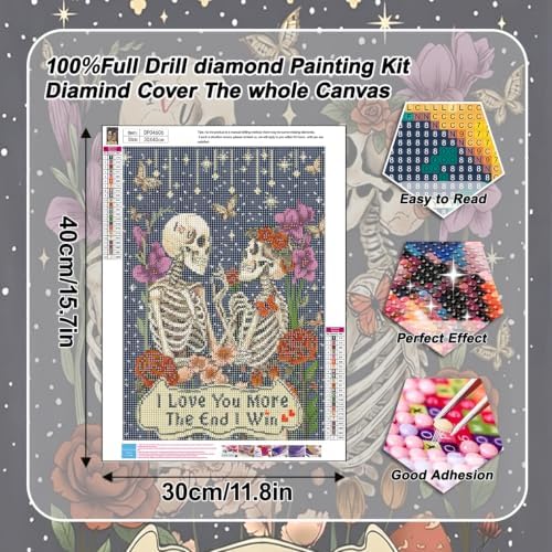 KICHANG Skull Diamond Art Kits for Adult Diamond Painting Kit for Beginner